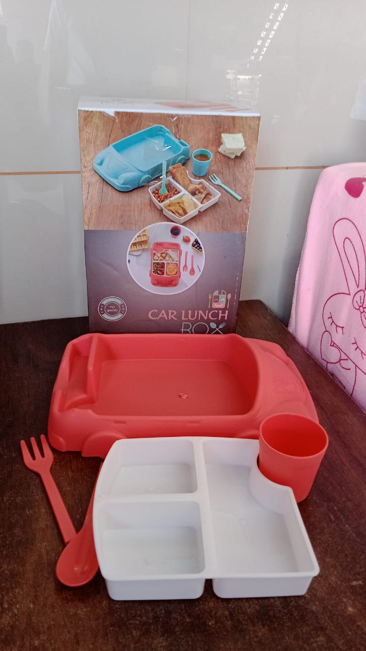 Kid's Car Shaped Plates Cup / Lunch Box Dinnerware Set (4 Pcs Set / 1000 ML Lunch Box) Kid's Car Shaped Plates Cup / Lunch Box Dinnerware Set (4 Pcs Set / 1000 ML Lunch Box)